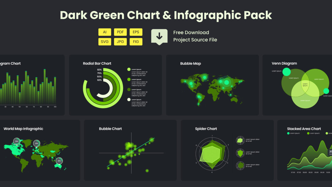 Dark Green Chart and Infographic Pack Free Download